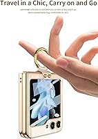 Vista 3 de SHIEID Z Flip 5 - Funda con soporte de anillo, borde galvanizado para Galaxy Z Flip 5, funda protectora delgada con protector de pantalla integrado