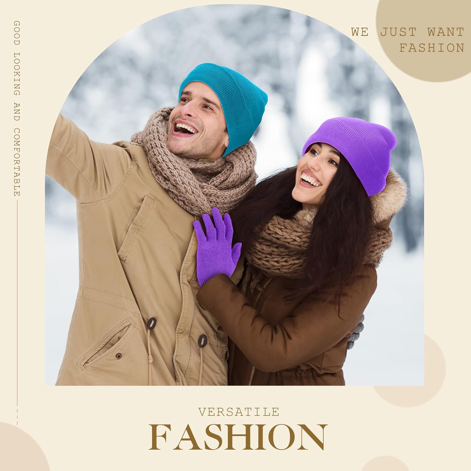 Handepo 64 Pcs Warm Glove Hat Bulk Windproof Cap Gloves Set Winter Beanies Gloves Pack for Men and Women