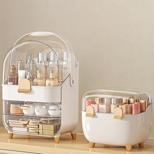 Organizador de maquillaje con soporte para lápiz labial, organizador de cuidado de la piel, caja de almacenamiento de cosméticos, regalos para niñas