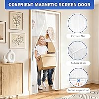 Vista 5 de Pantalla magnética para puerta de 32 x 80 pulgadas, tamaño de la pantalla 34 x 81 pulgadas, manos libres autosellante, marco completo de cinta