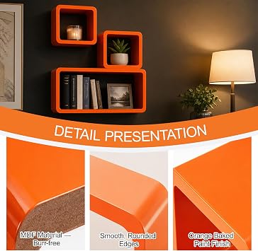 HJZALMI Floating Cube Wall Shelves, Set of 3,for Bedroom Living Room Office