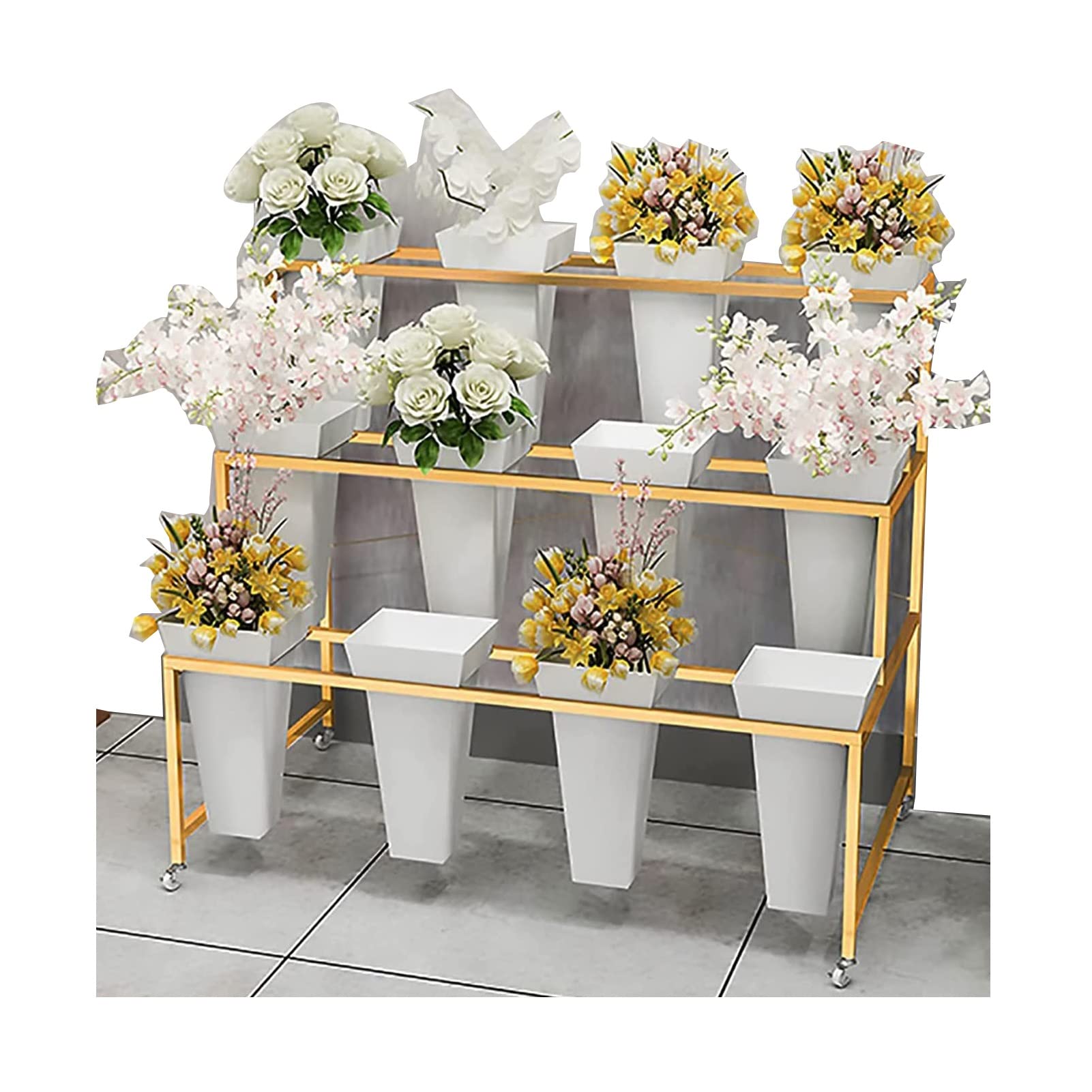 フラワーブーケ（スタンド付き） Amazon.co.jp: 12 個のバケツフラワーディスプレイスタンド 4 段金属