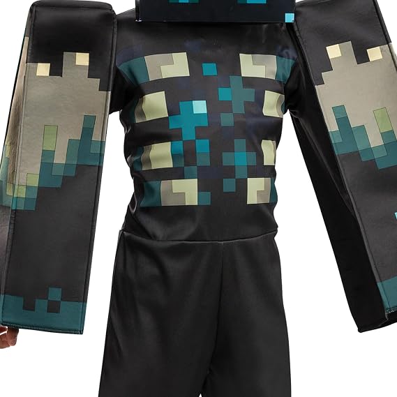 Disguise Minecraft Warden Costume, Official Deluxe Minecraft Costume for Kids with Headpiece and Jumpsuit, Child Size (4-6)