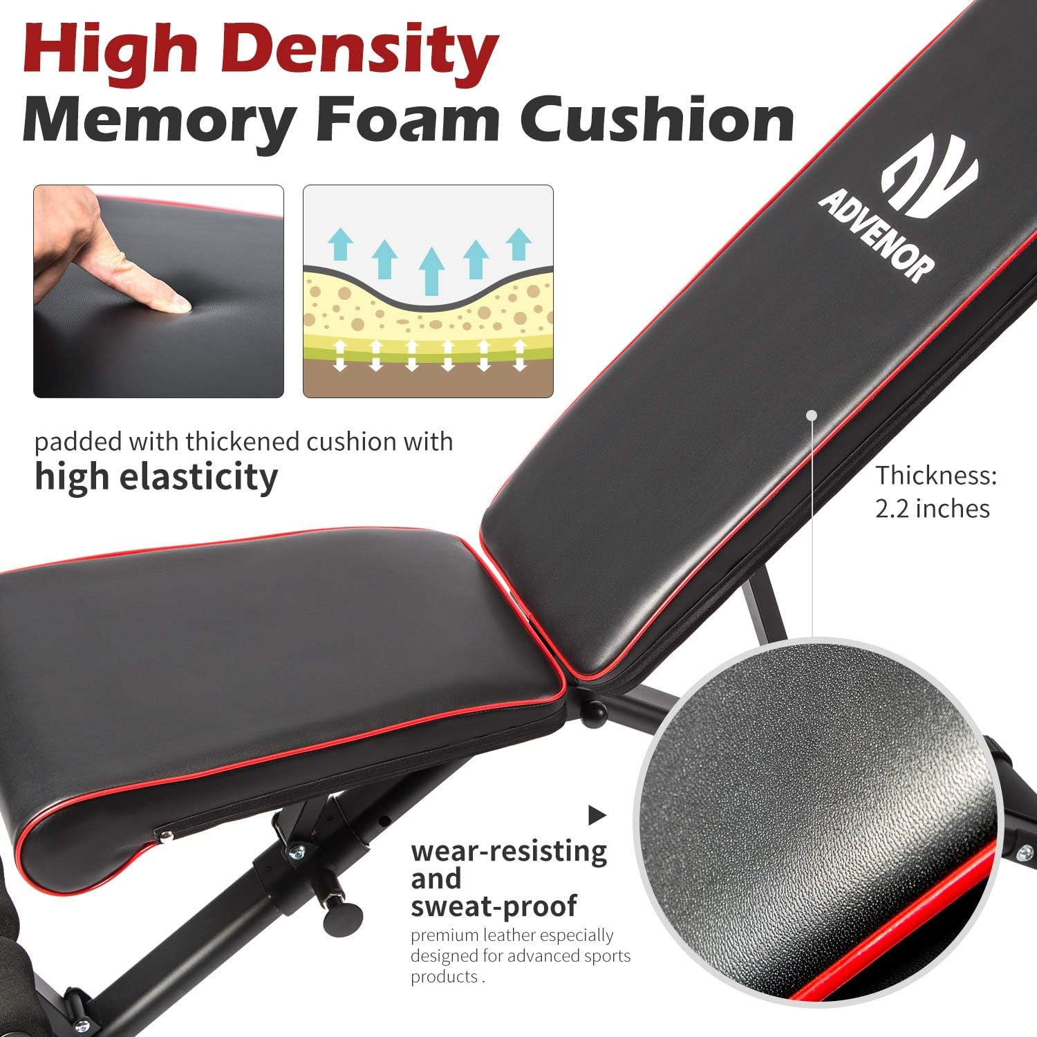 ADVENOR Weight Bench Adjustable Strength Training Incline Decline Full Body Workout Foldable Exercise Bench For Home Gym
