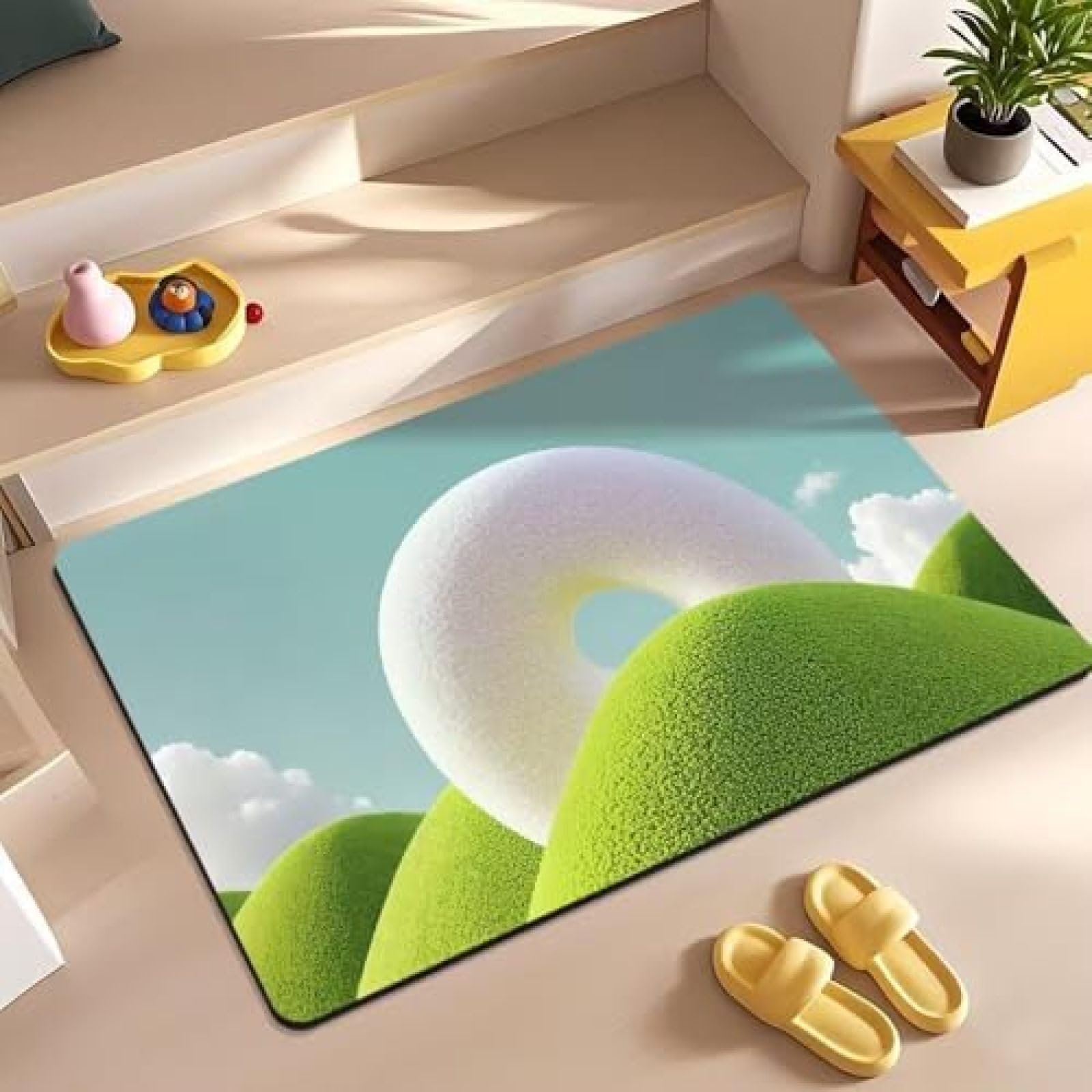 Tapis de bain en diatomite 60x90cm au design galet élégant et absorbant