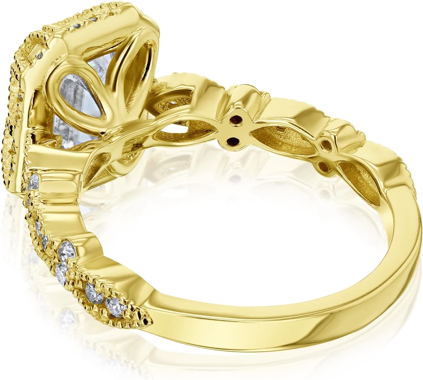 2 1/3 ctw Royal Halo Racquel Radiant Moissanite Bridal Rings Set 14K Gold