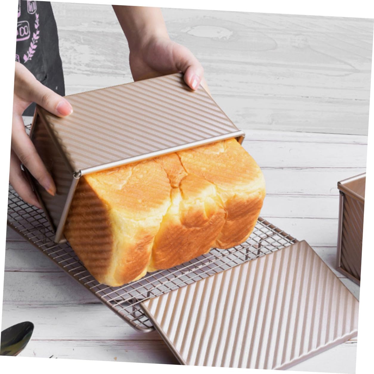 2pcs Non-stick Carbon Steel Loaf Pan with Lid Covered Bread Baking Mold for Oven Toast Bread for Homemade Baking