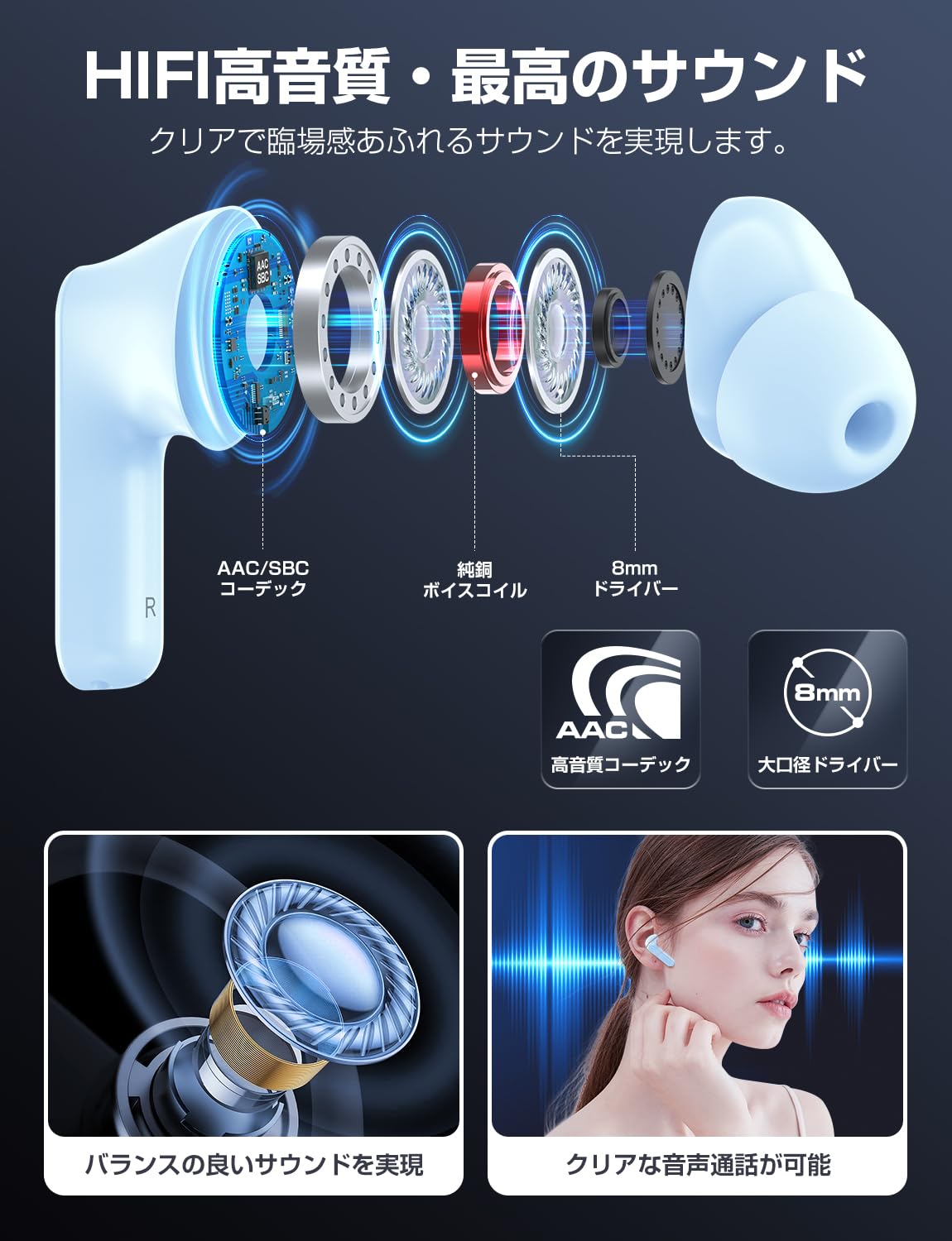 Dinncum製2024新設計モデルBluetoothワイアレスイヤホン Amazon.co.jp: ワイヤレスイヤホン イヤホン bluetooth イヤホン