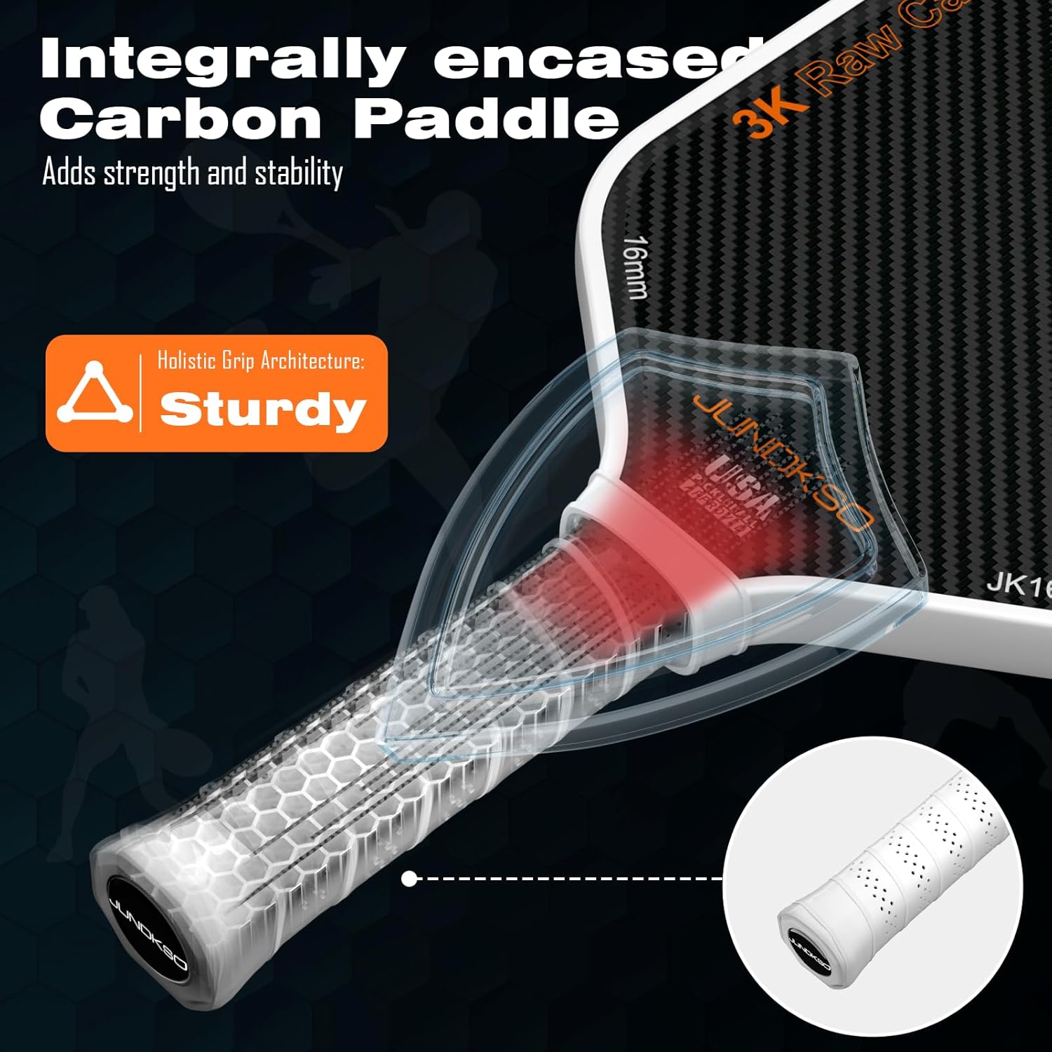 Professional Pickleball Paddles- T700 Carbon Fiber Pickle Racket- 3K Raw Carbon Frosted Surface for Enhanced Spin and Friction - USAPA Approved Offensive Long Paddle for Intermediate Advanced Players