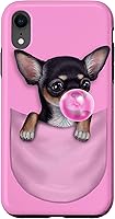 Vista 25 de Black Chihuahua Dog in Pocket with Bubble Gum Case for iPhone 17