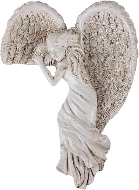 YUDIZWS Angel Door Frame Ornament Door Frame Angel Wall Sculpture Ivory Door Frame Angel Wings Sculpture Vintage Shabby Chic Angelic Figurines Ornament for Door Frame Fireplace Home Art,Angel Right