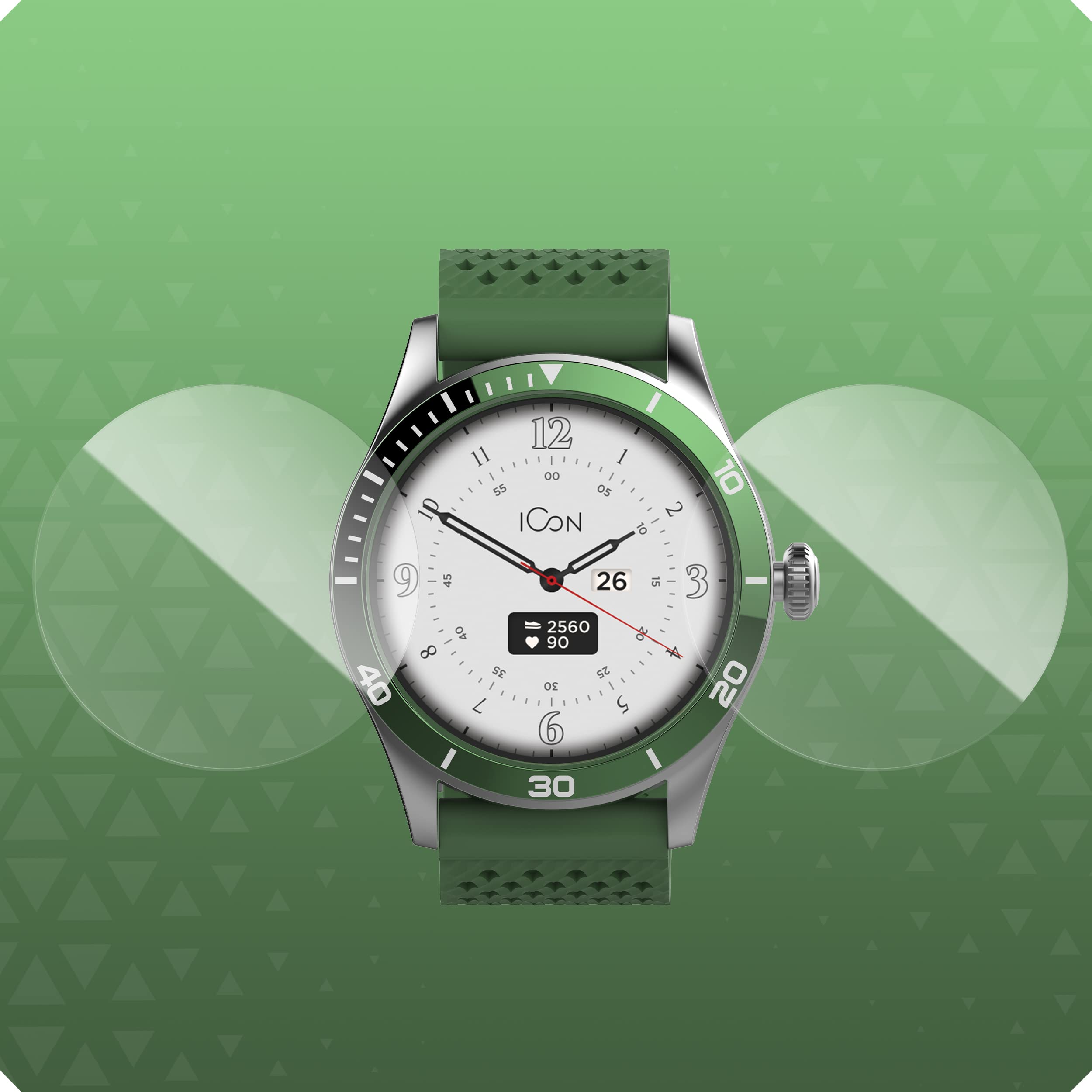 FOREVER Smartwatch AMOLED ICON II AW-110 dodatkowy pasek, wyświetlacz 1,3" 360 x 360 pikseli, IP68, Bluetooth v 5.1, czas czuwania 10 dni, akumulator litowo-jonowy 310 mAh, czas ładowania 2 godziny