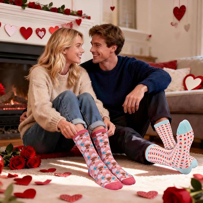 6 Pares Calcetines Corazón San Valentín Mujer Algodón miniatura 7