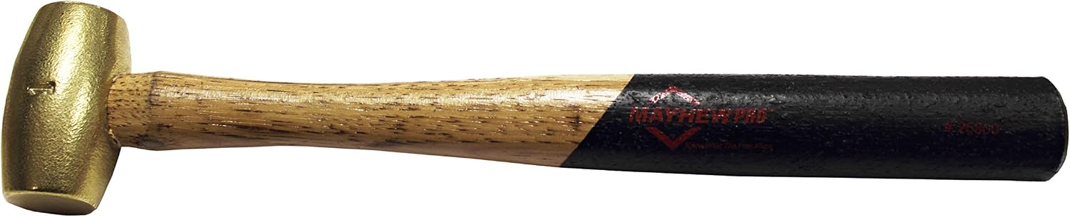 Mayhew Tools 25800 Brass Hammer, 1-Pound Non-Marring Non-Sparking Hammer for Automotive, Metalworking, and Industrial Maintenance
