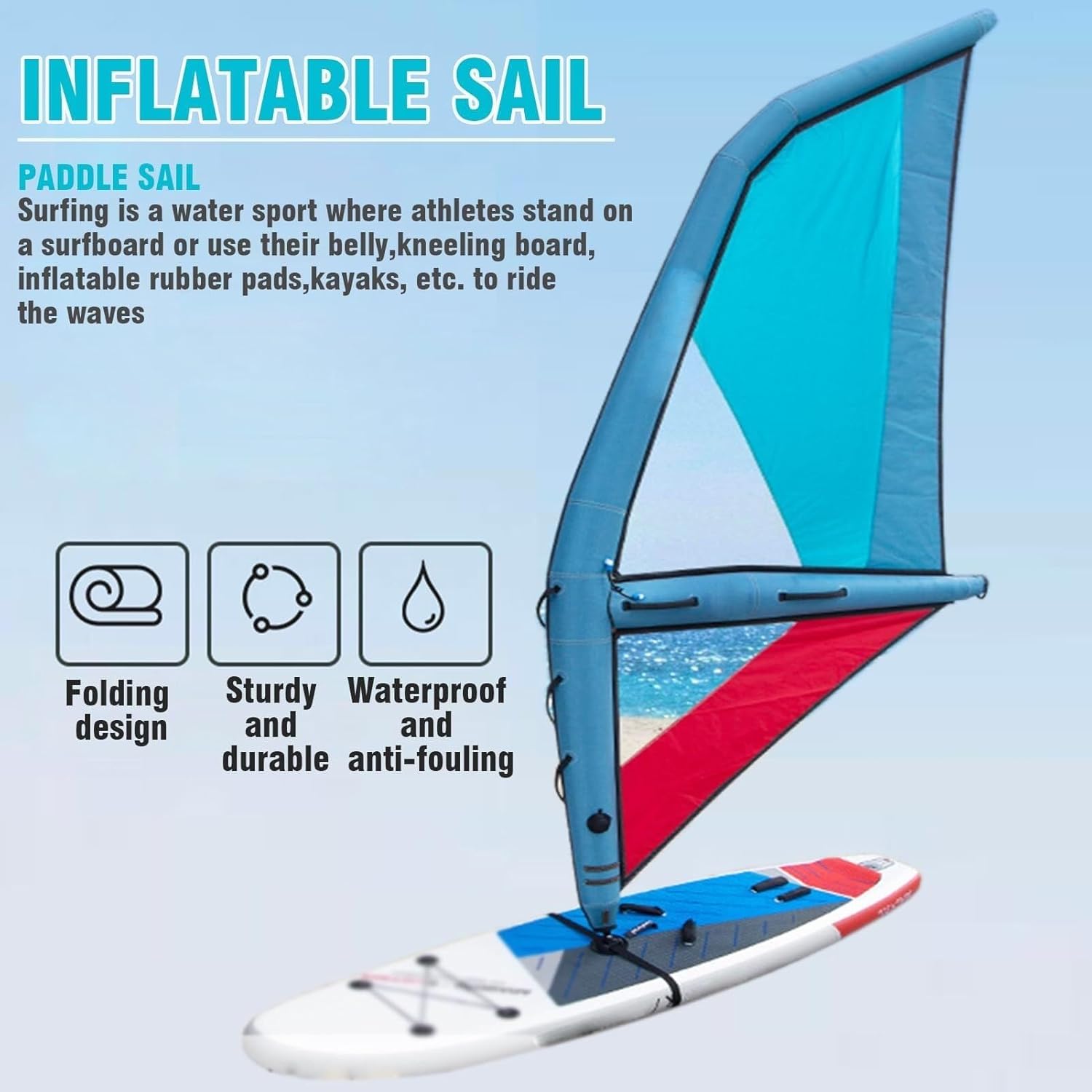 Professional Inflatable Paddle Board Kayak Sails,Inflatable Sail for Water Sports Kit, Inflatable Paddle Board Rotatable