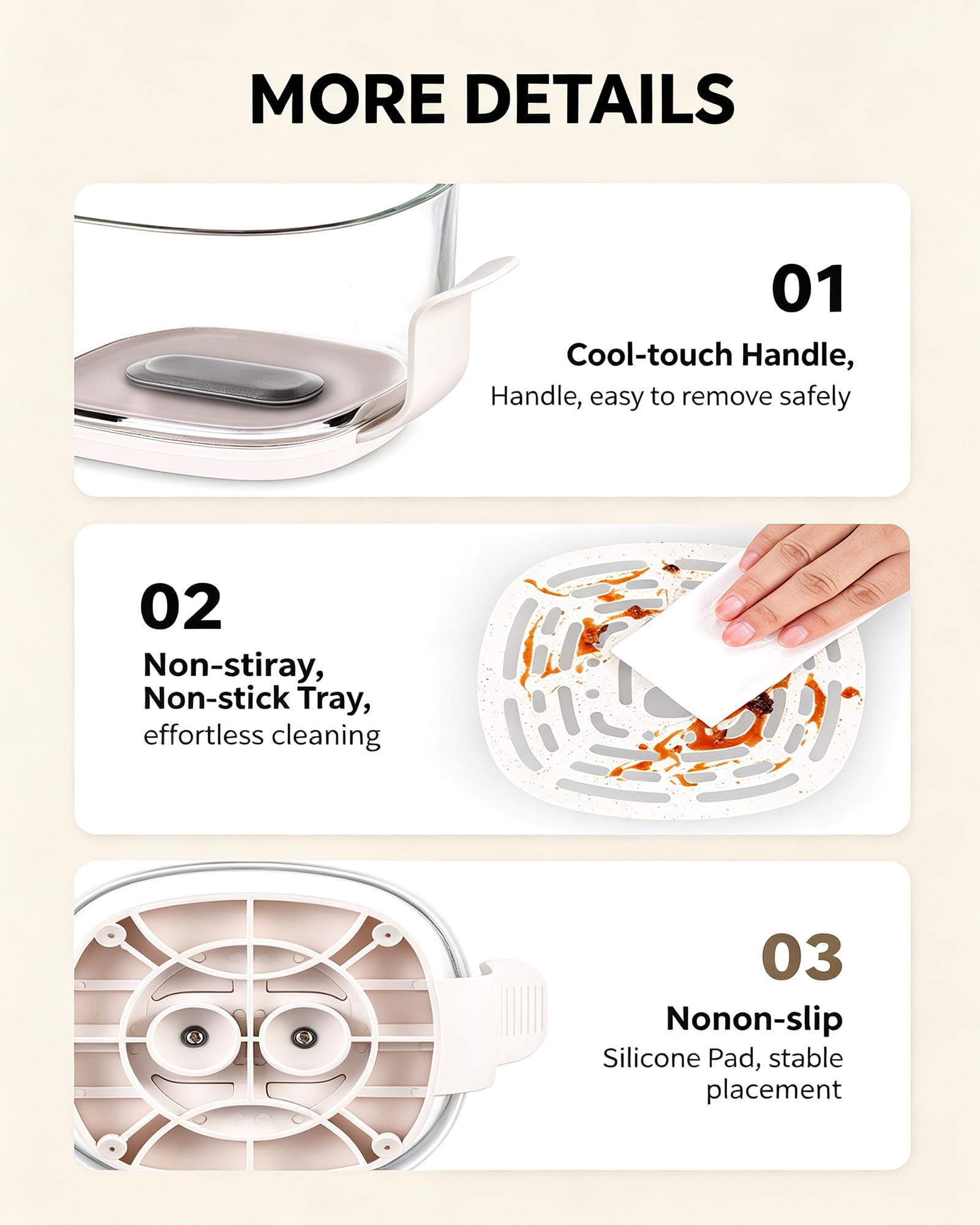 Friggitrice ad Aria a Torre Visibile 2,5L, Controllo a Doppia Manopola | Finestra di visualizzazione in vetro trasparente a 360°, per singoli, coppie e piccole cucine, tempo e temperatura