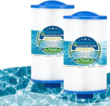 Savener 6CH-47 Hot Tub Spa Filter Cartridge, Replaces Unicel 6CH-47, 373043, Filbur FC-0315, PTL47W-P4, 47 Sq. Ft, 2 Pack