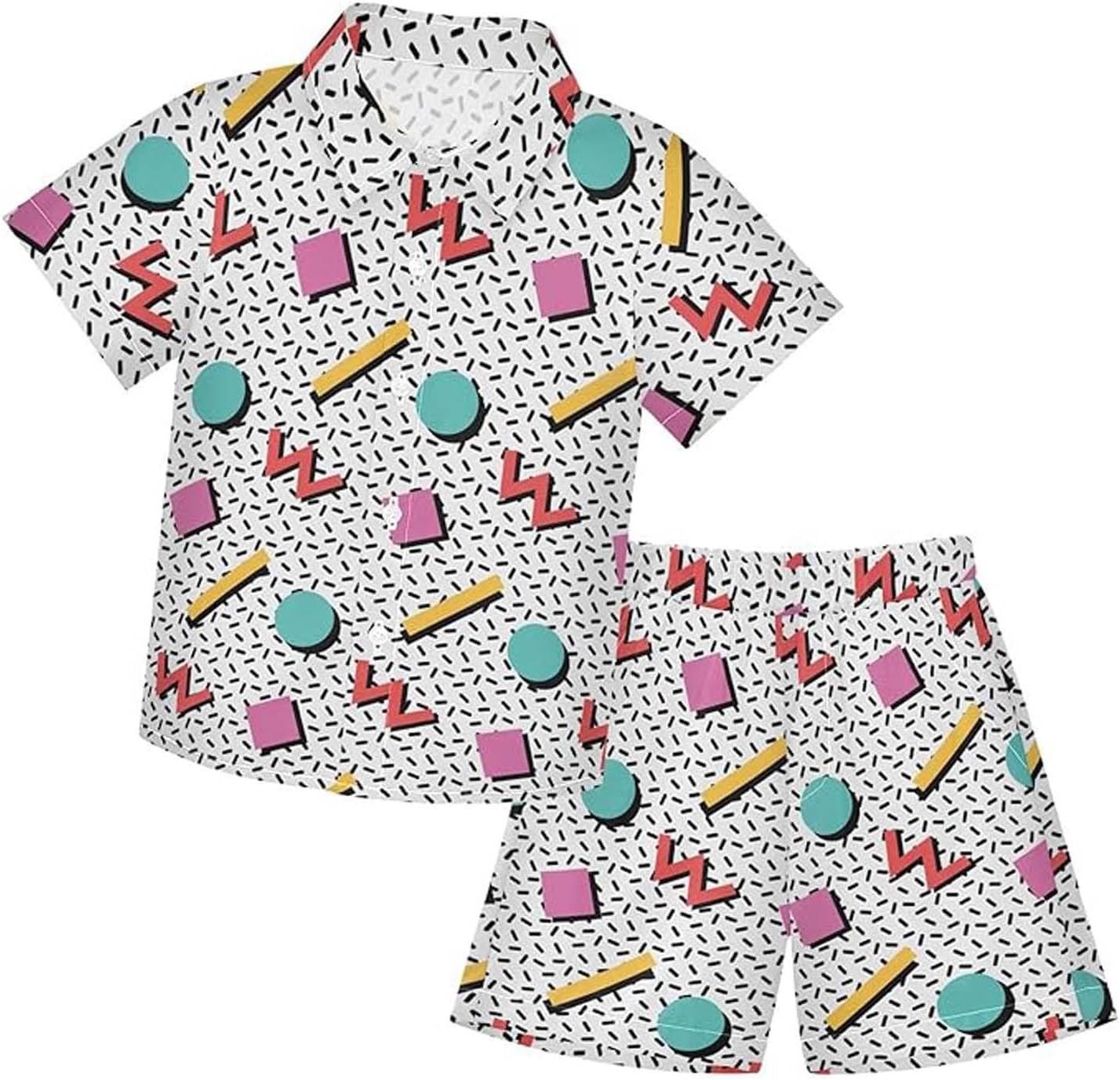 Boy Summer Hawaiian 2 Piece Set Button Down Short Sleeve Shirt and Shorts Matching Comfort Outfit for Kids 2-15 Years