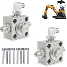 Fabater 3 Way Diverter Valve for Mini Excavator, 2 Pcs Hydraulic Diverter Valve, Small Excavators Three Way Directional Control Valves, Throttle Spare Replacement Parts