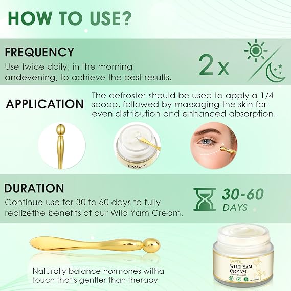 Wild Yam Cream for Hormonal Balance, Organic Wild Jam Cream for Menopause Yam Cream for Women with Applicator, with Red Clover for Menopause Relief