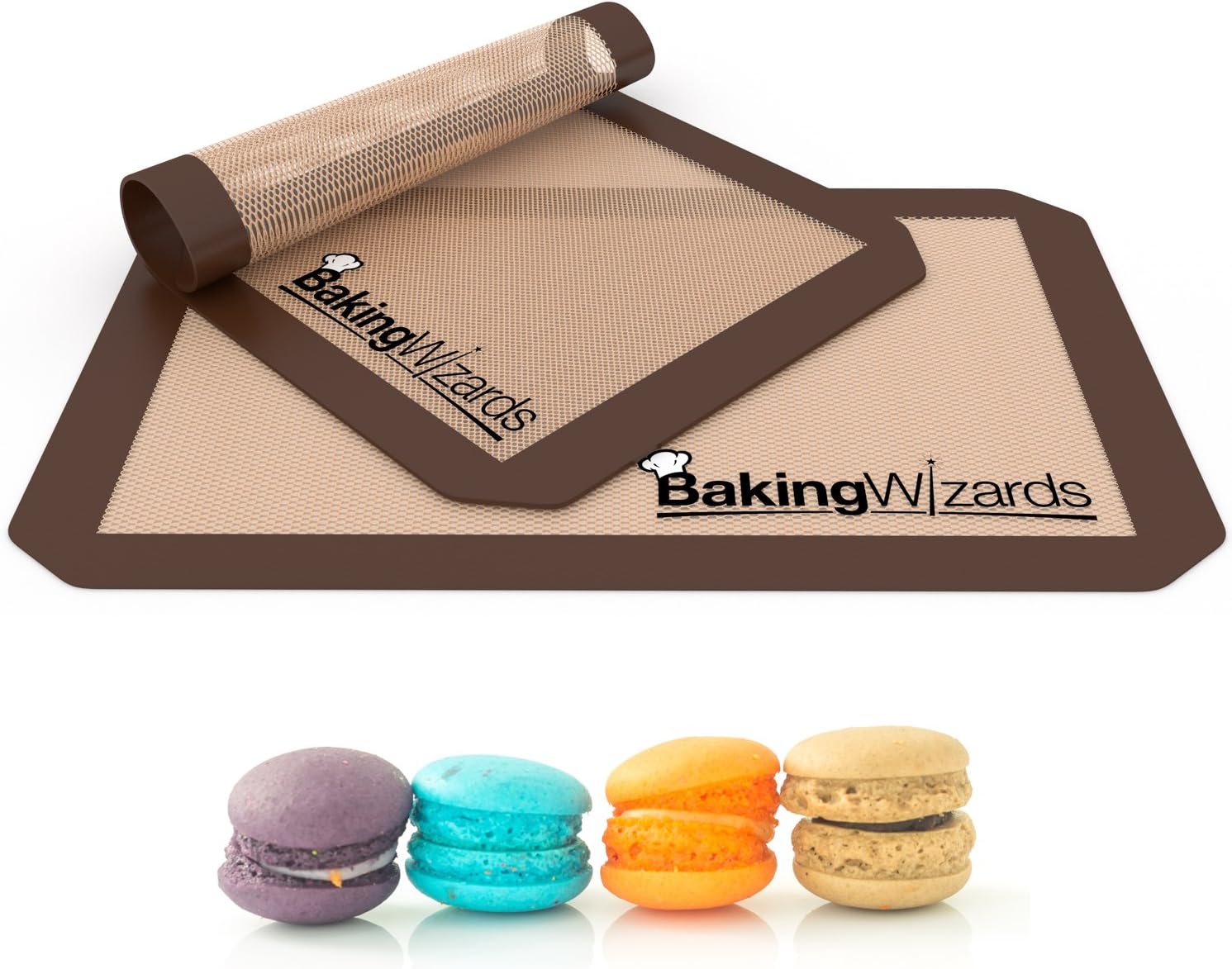 Baking Wizards Silicone Baking Mat - Non Stick Bakeware - Best for Cookies, Pretzels, Pizzas & More Large Enough for Almost Any Cooking or Pastry Need Perfect Fit for Half Size Baking Sheet, 2 Piece