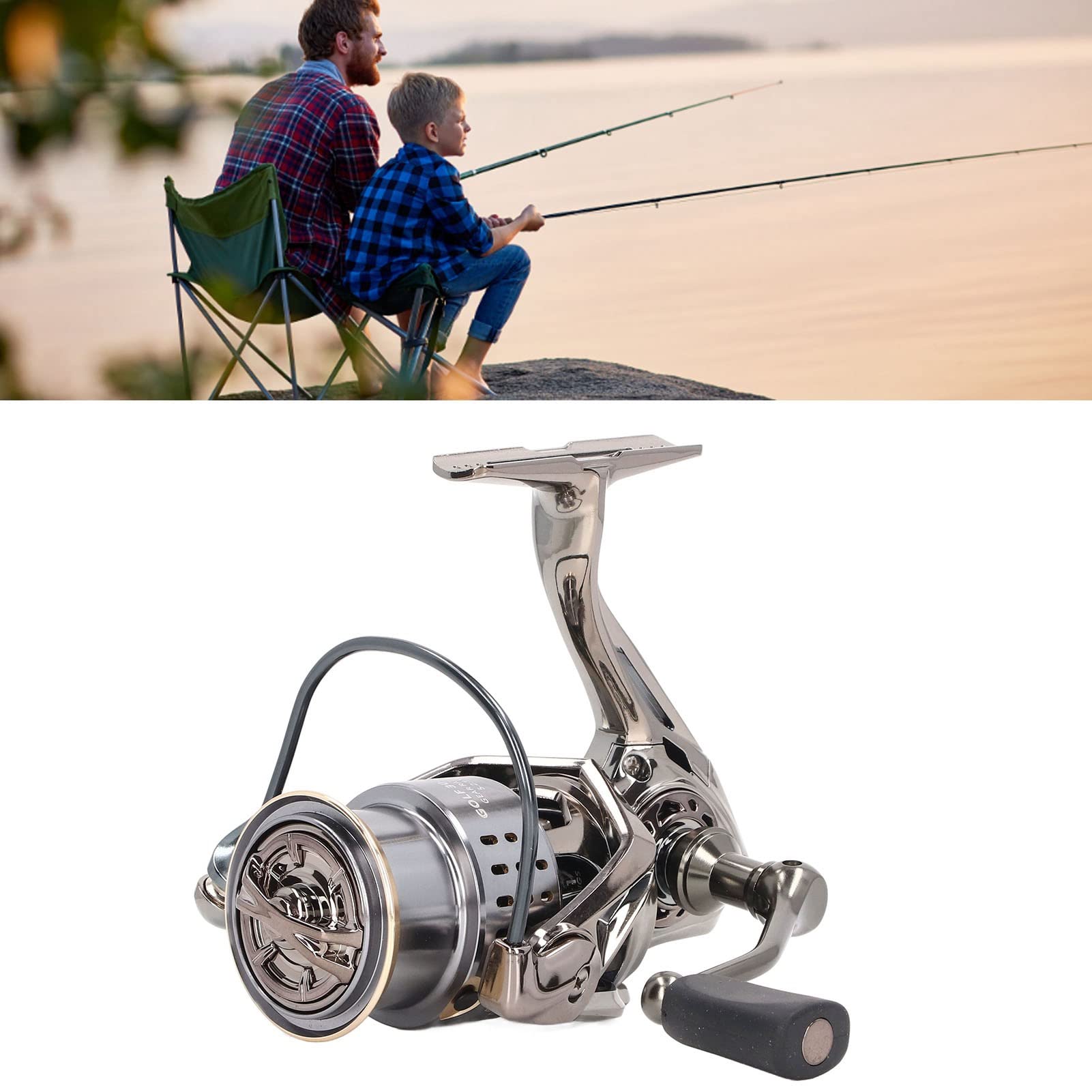 Carrete Giratorio HaloVerde de fundición Larga y Suave con una relación de Engranajes de 5,2:1 y rodamientos 13+1 para la Pesca de Carpas y la Pesca Costera en Alta mar, Que