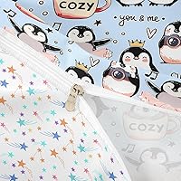 Vista 6 de Juego de funda de edredón para niños de dibujos animados, diseño de pingüinos de dibujos animados, lindo juego de ropa de cama de animales árticos