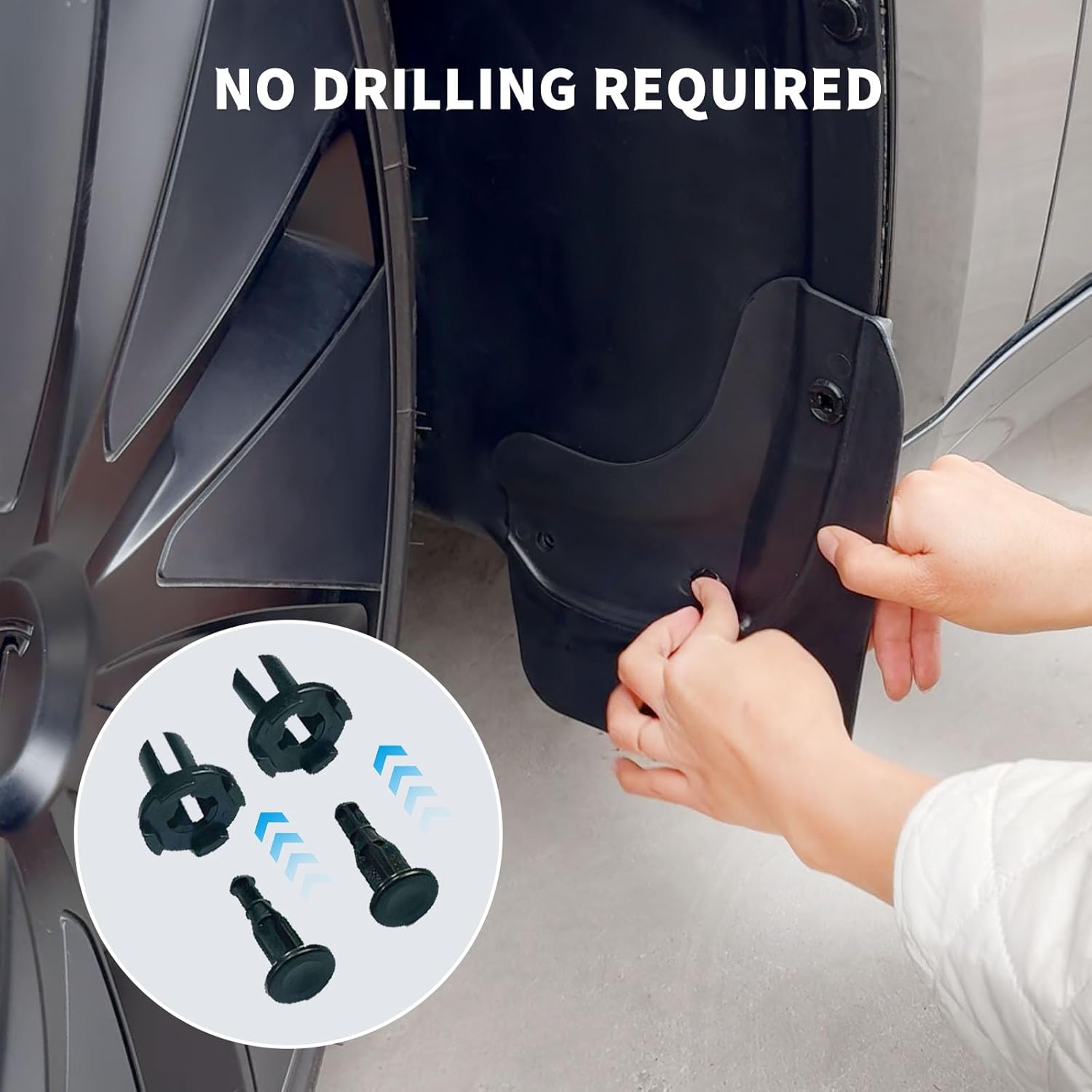 Mud Flaps for Tesla Model Y 2024 2023 2022 2021, Flexible Mud Guards No Drilling/Tape Splash Guards Fenders Accessories for Tesla Model Y 2024, Set of 4 Mudguards Mudflaps for Tesla - Image 4