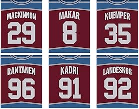 Colorado Avalanche NHL 2022 Stanley Cup Champs Set of Six Jersey Hockey Posters - Mackinnon Makar Landeskog Kadri Kuemper Rantanen - 8x10 Poster Prints