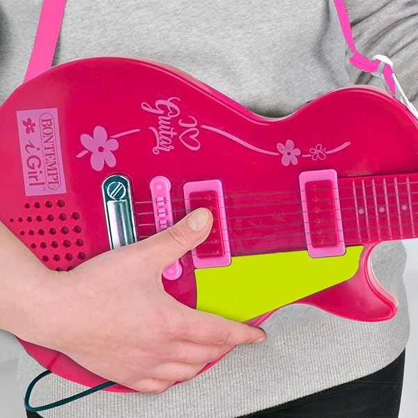Bontempi | ElectroGroove con Micrófono - Guitarra Rock Electrónica para Vibraciones Potentes y Ritmos Innovadores, Rosa, 225x225x1120 mm - 2