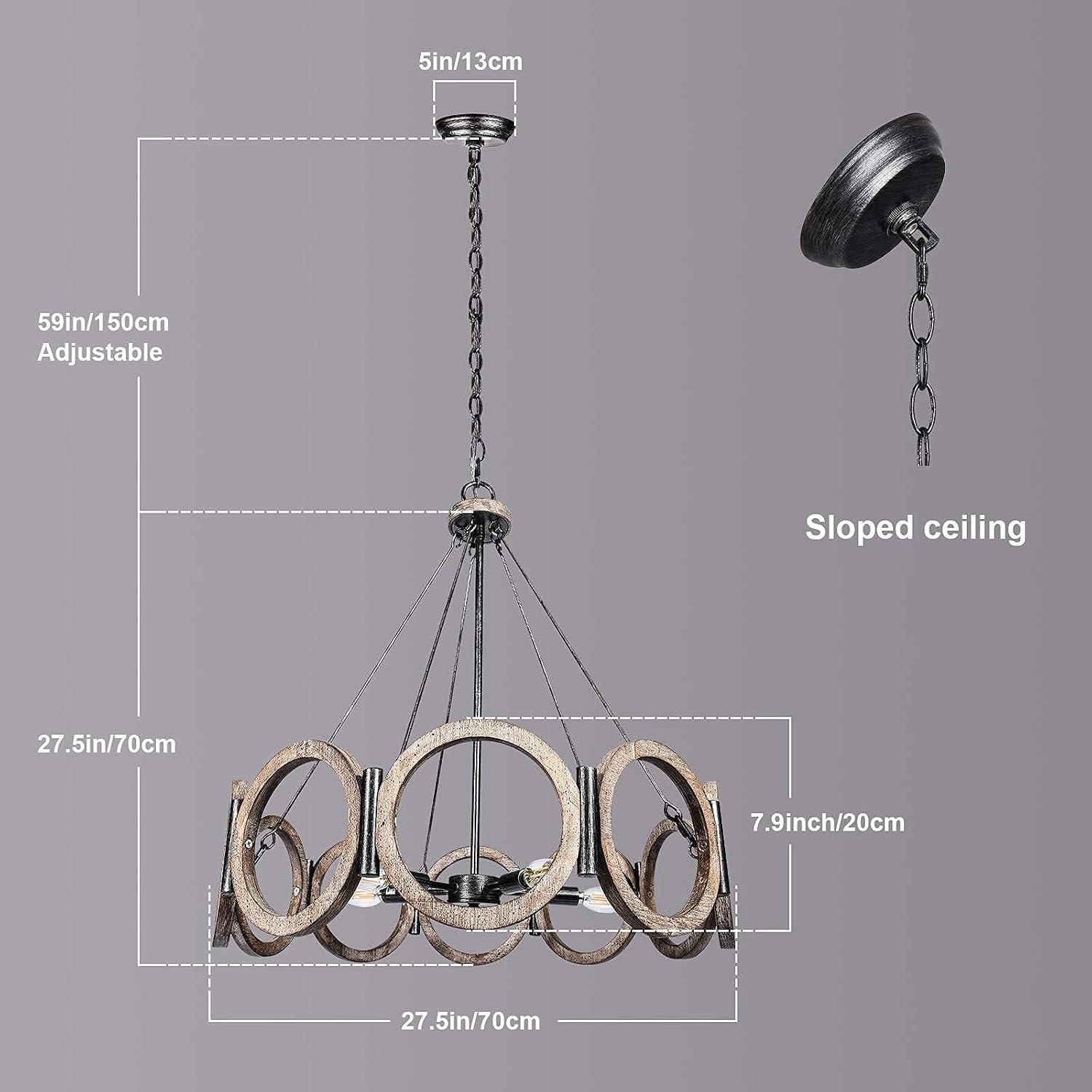 Flаѕh Dеаlѕ - 50% оƒƒ HUOKU Farmhouse Chandelier, Wood Drum Chandelier with Adjustable Height, Rustic Wood Kitchen Island Light for Dining Room Island and Living Room,Weathered Brown (5-Light, Dia 27.5 inch) Exсluѕіvе Dіѕсоunt 🔥 HUOKU Farmhouse Chandelier, Wood Drum Chandelier with Adjustable Height, Rustic Wood Kitchen Island Light for Dining Room Island and Living Room,Weathered Brown (5-Light, Dia 27.5 inch)
