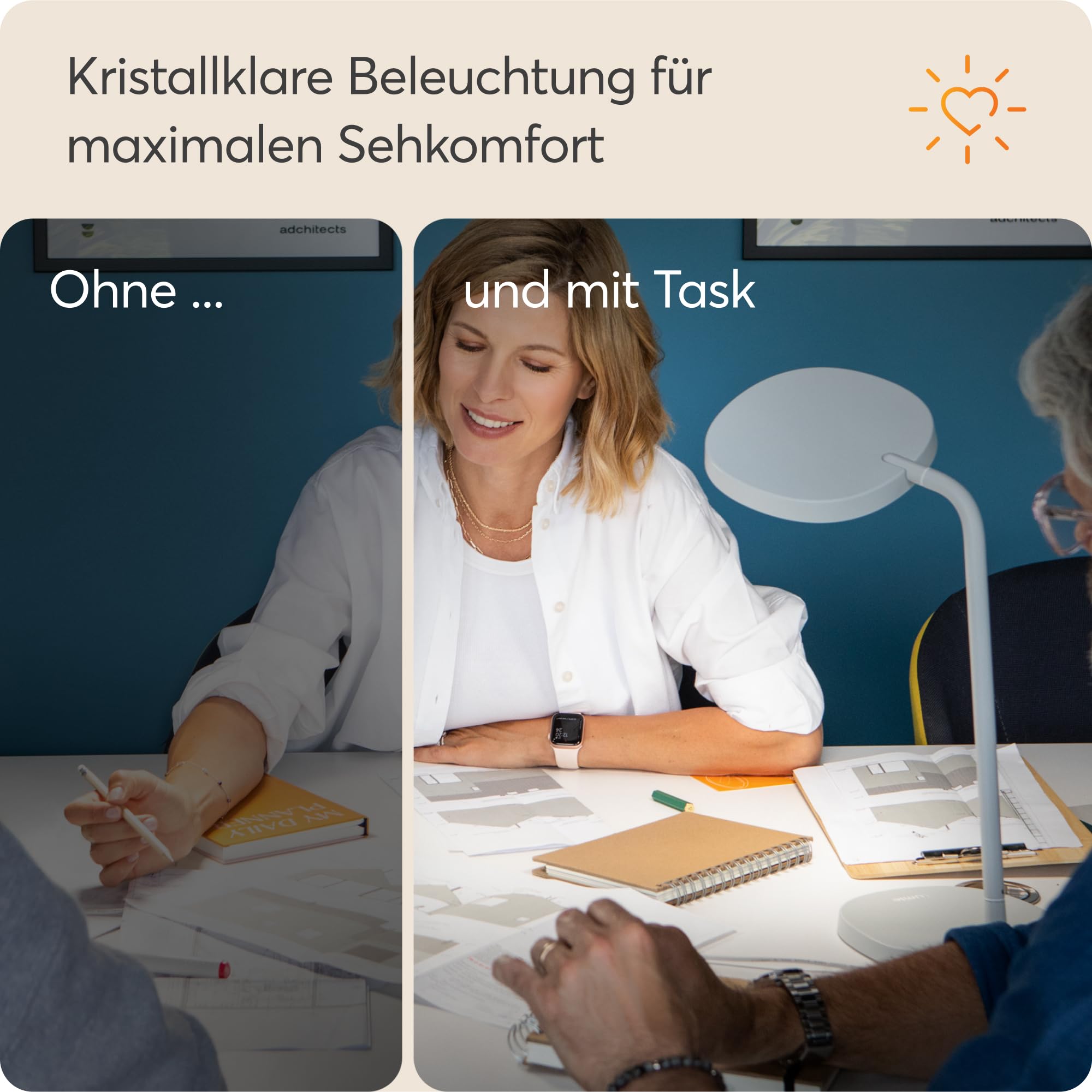 Lumie Task | Hoch verstellbare, helle LED-Lichttherapie-Schreibtischlampe gegen den Winterblues, kristallklare Beleuchtung, maximaler Sehkomfort, verbesserte Stimmung und Energie | Nebelweiß