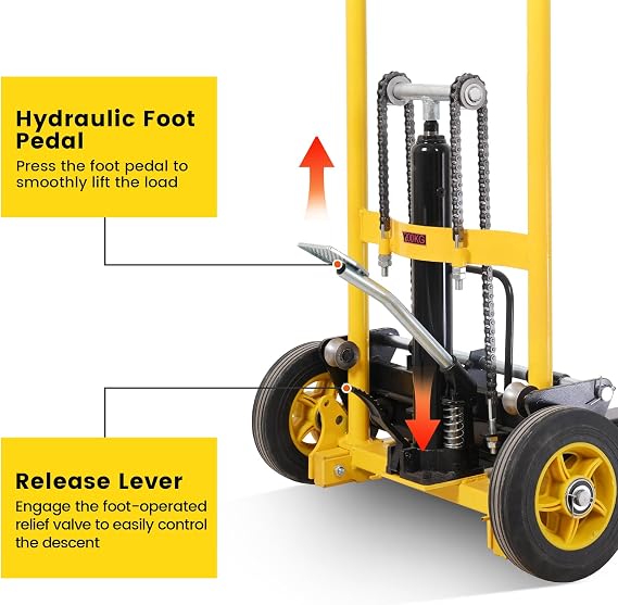 Doppy Hydraulic Material Lift, 450 Lbs Capacity Pallet Jack Table Cart, Pallet Truck Dolly Table Fork Lift, 35 Lift Height