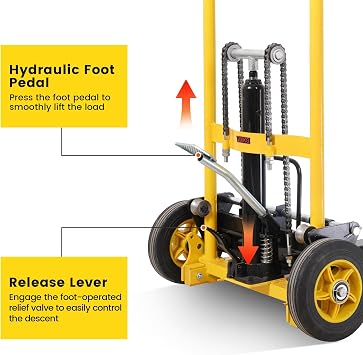 Doppy Hydraulic Material Lift, 450 Lbs Capacity Pallet Jack Table Cart, Pallet Truck Dolly Table Fork Lift, 35 Lift Height