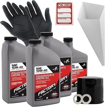 Factory Racing Parts Oil Change Kit compatible with Suzuki C90/C90T Boulevard Includes 3.5 Quarts of 10W-40 Full Synthetic Oil, 1 Filter, 1 Crush Washer, 1 Funnel, 1 Oil Change Reminder Sticker