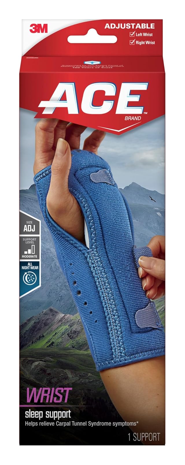 ACE Brand Night Wrist Sleep Support 209626 Adjustable 12 Packs per case