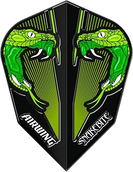 RED DRAGON Airwing Unique Moulded Peter Wright Snakebite Green Standard Dart Flights 1 Set Per Pack 3 Dart Flights in Total