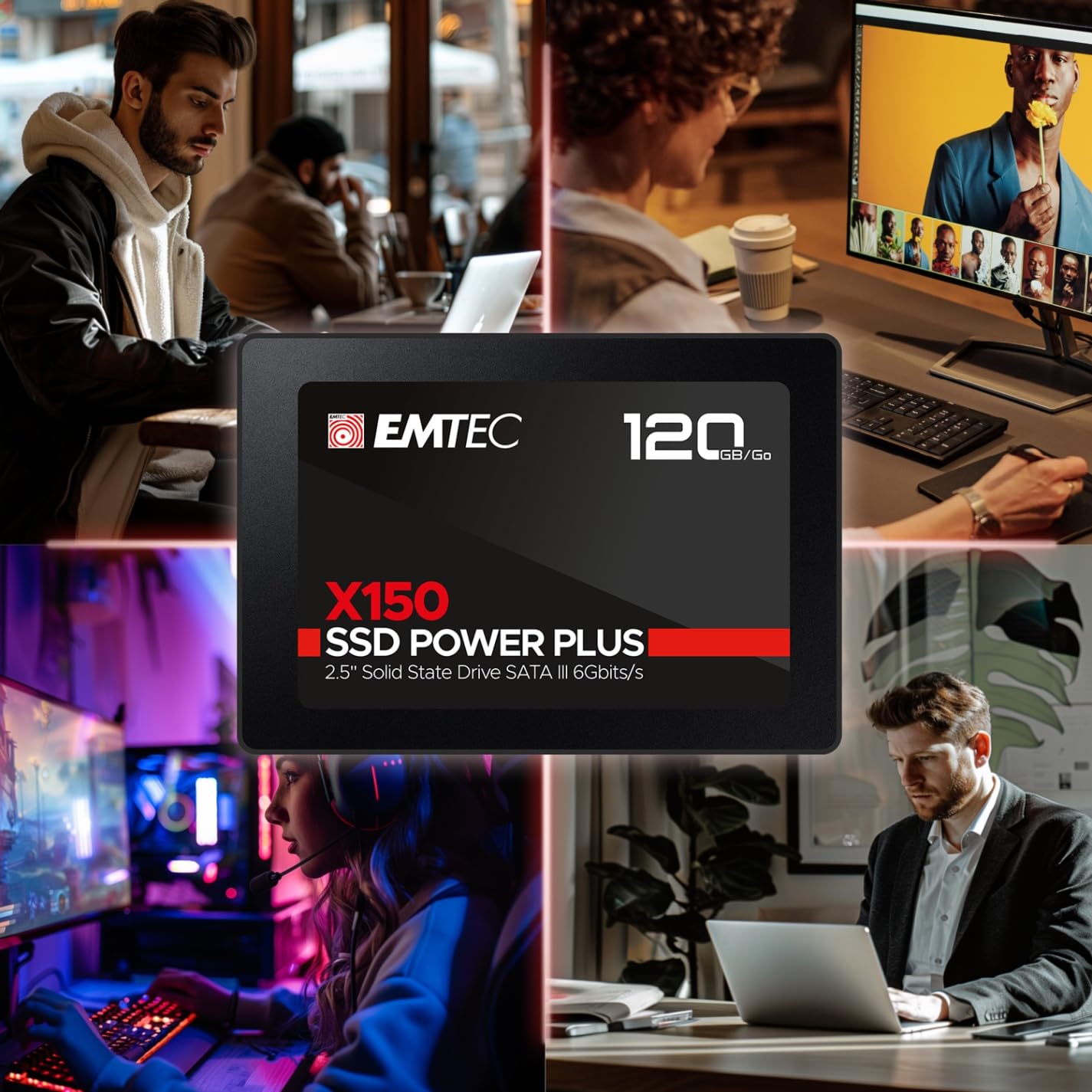 EMTEC - Disque Dur SSD Interne 2,5" - SATA - Collection X150 Power Plus - 3D NAND - 120Go - 10x Plus Rapide qu’un Disque Dur Classique - Ultra-Performant