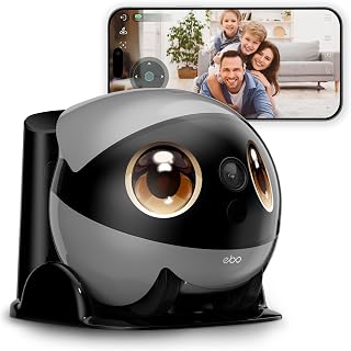 Enabot EBO Air 2 Plus FamilyBot,Interaktive Roboter,3K fahrbare Heimüberwachung,Überwachungskamera mit KI-Chat (ChatGPT) & Auto-Patrouille & Zwei-Wege-Audio & Videoanrufe (Orbit Grau)