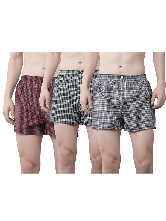 Dollar Pack of 3 Cotton Checkered Men Boxer