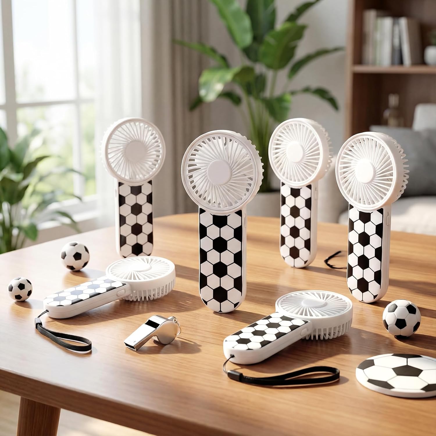 Riakrum 30 Pcs Soccer Portable Fans Bulk Mini Handheld Personal Fans for Team Player Coach Gifts Soccer Goodie Bags Stuffer Party Favors
