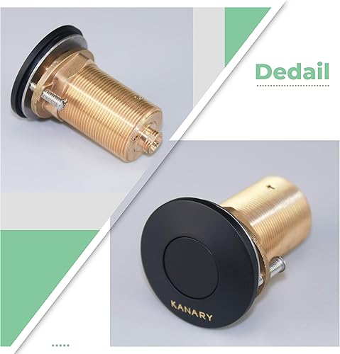 Miniatura 3 de KANARY ALL - Botón de interruptor de aire de latón para fregadero, parte superior de eliminación de basura (redondo, negro mate)