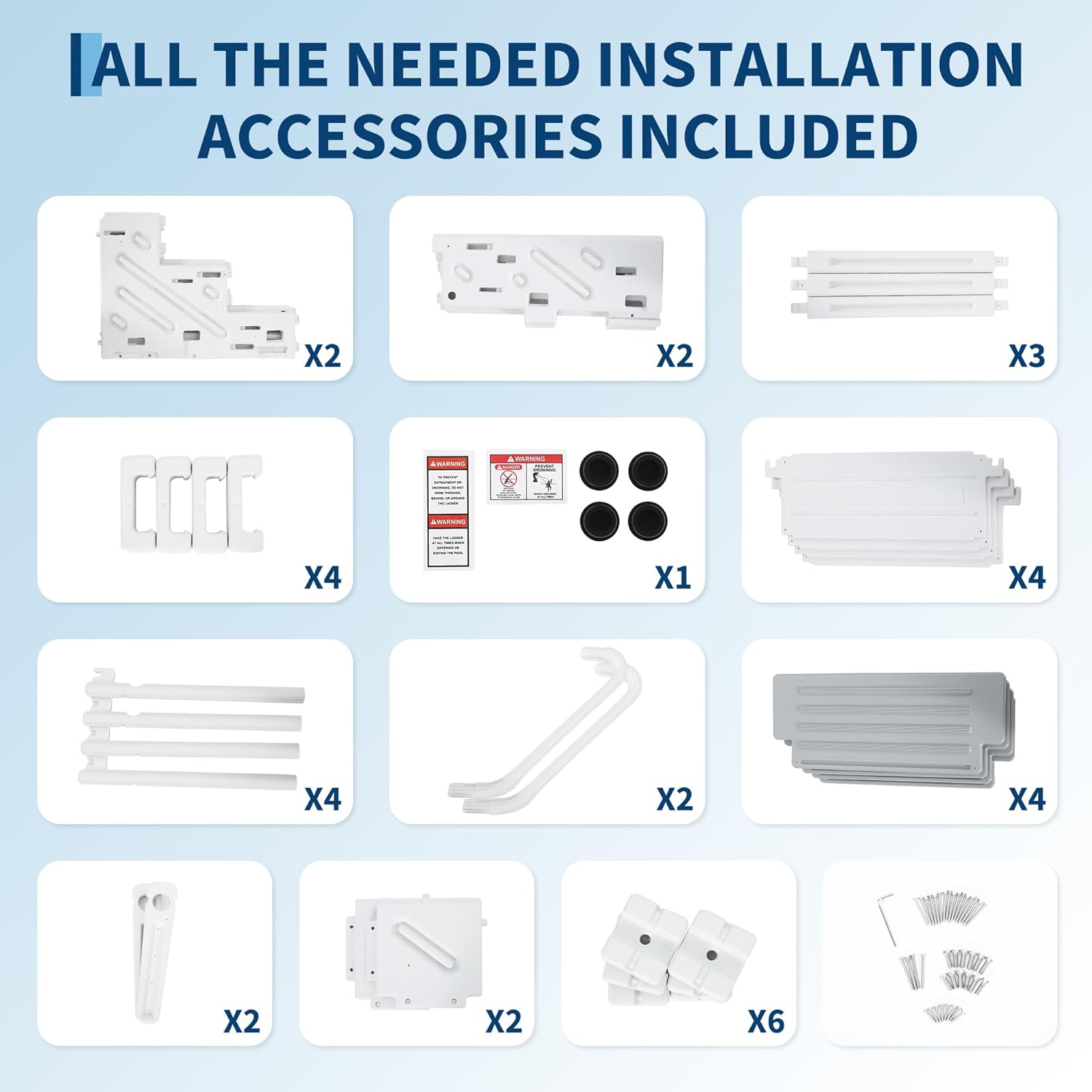 Swimming Pool Ladder, 4-Step Double Handrails Stairs with Non-Slip Heavy Duty Steps, 500 lbs Weight for 48-54 in Inground & Above-Ground Pools | Sturdy PE Construction for Outdoor Pool Deck