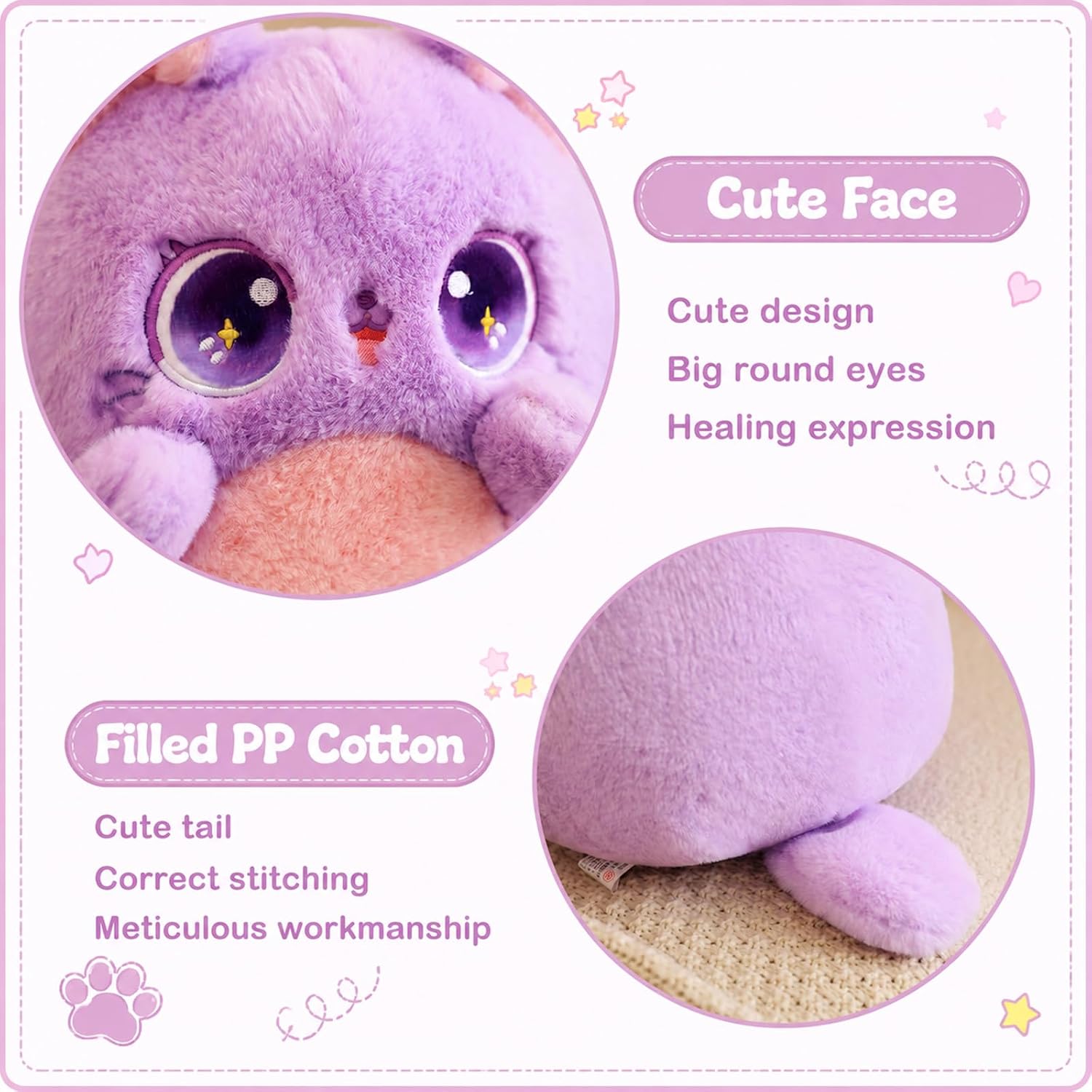 Fat Cat Plush Pillow, Green 14 Inch,Cute Stuffed Animal image 2