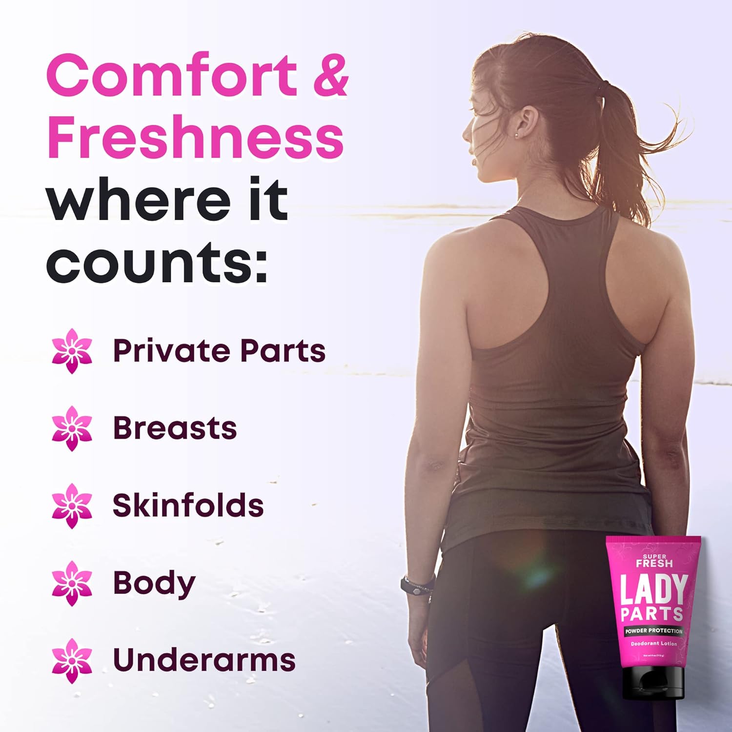 Lady Parts Feminine Hygiene Body Powder Deodorant Lotion For Breasts, Private Parts, Crotch & Inner Thigh to Stop Odor & Friction - Aluminum Free Deodorant For Women - No Talc or Parabens - POWDER PROTECTION - CocoVanilla Scent - 4oz : Automotive