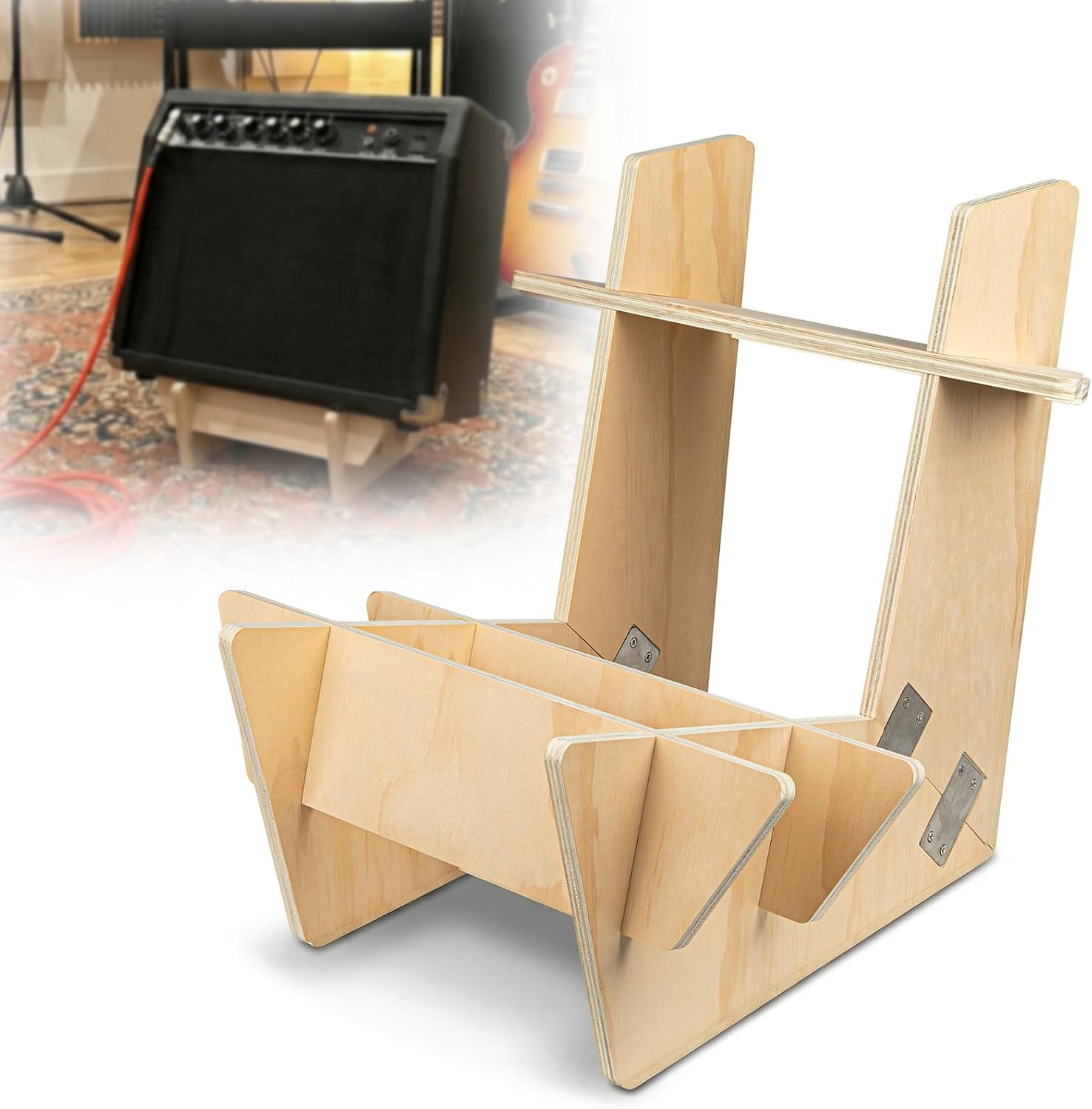 Wooden Guitar Amp Stand for Fender, for Marshall, and Other Guitar Amps, Universal Wooden Low-Profile Guitar Amp Stand for Fender, for Marshall, and All Major Brands, Enhances Sound & Stability