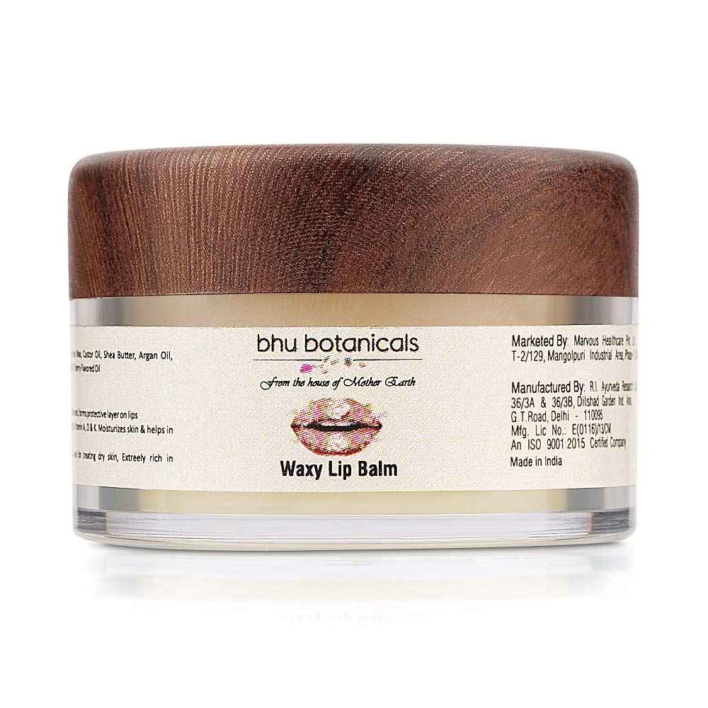 bhu botanicals Waxy Lip Balm (with Beeswax, Avocado Oil & Shea Butter) For Dry Chapped Damaged Lips, Lips Brightening, Suitable for men & women, Edible Flavor -15gm