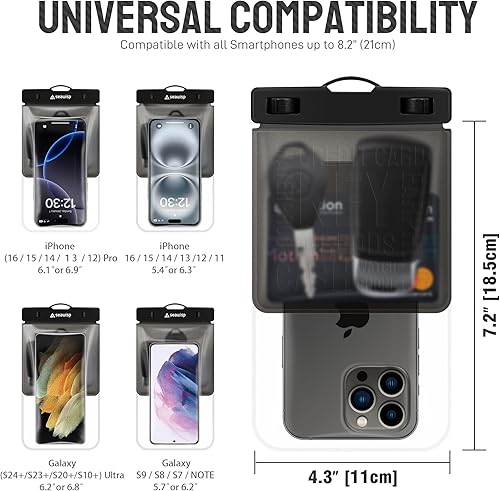 Miniatura 9 de Funda universal impermeable para teléfono doble espacio para iPhone 14 13 12 11 Pro Max XS Max XR X 8 Plus Galaxy S23 S22 Ultra, se adapta a todos