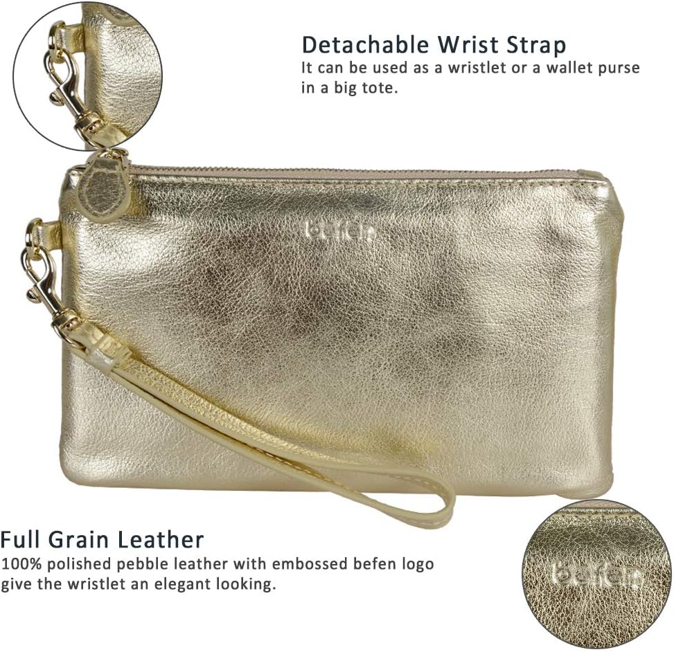 befen Genuine Leather Wristlet Clutch RFID Blocking Bag Cell Phone Wallet Purse Wristlet Wallet Purses and Handbags for Women - Image 4