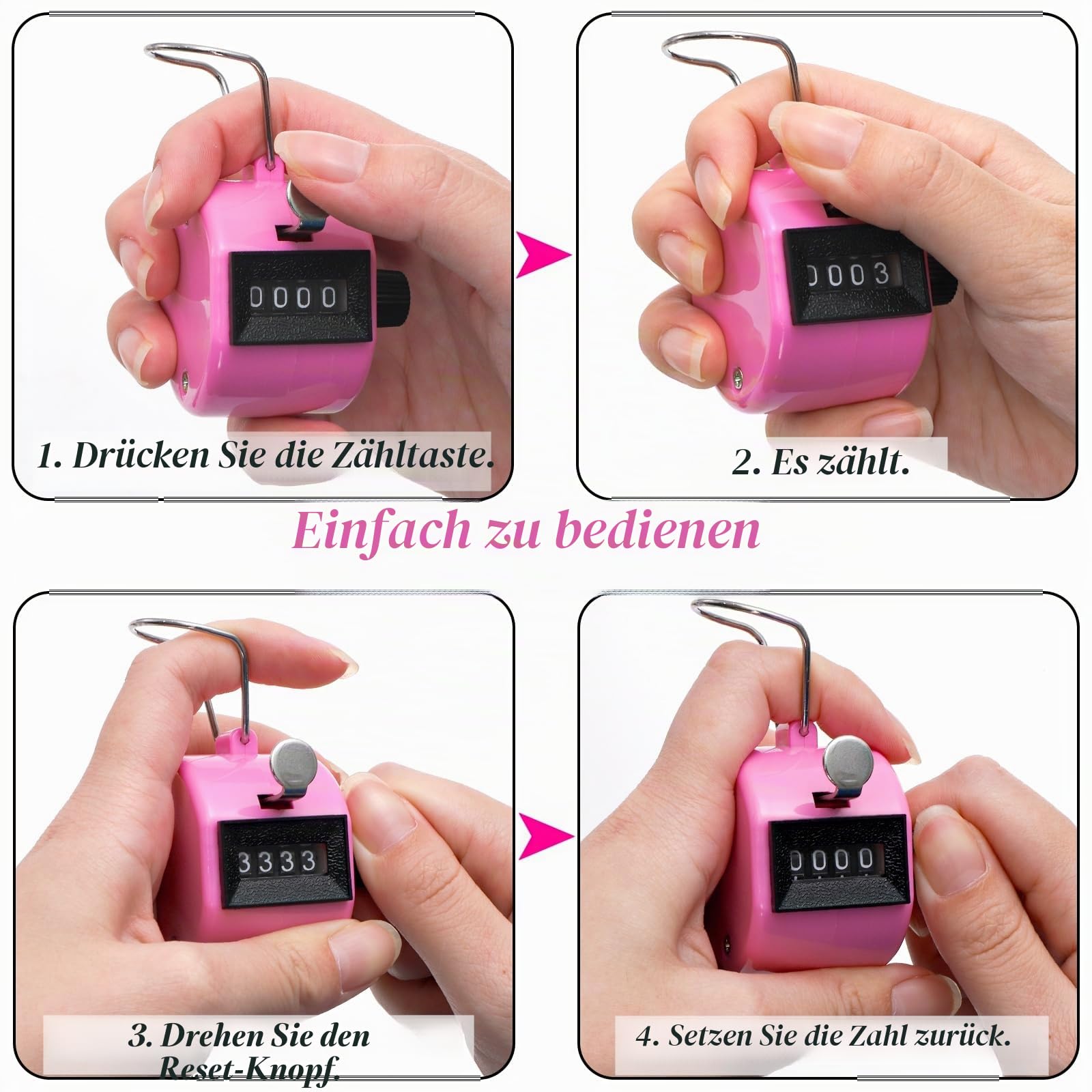 Mechanischer Handzähler 4-stellig Aus Edelstahl – Zum Zählen Von Golfschlägen, Besuchern & Mehr